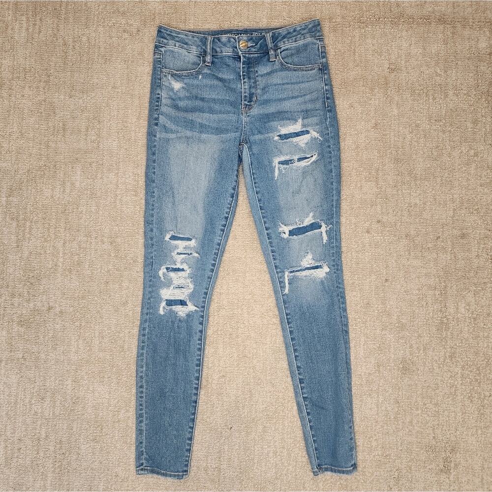 American Eagle Distressed Hi Rise Jeggings Size 4 Regular